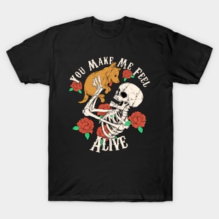 Dog Lover Roses with Skeleton T-Shirt